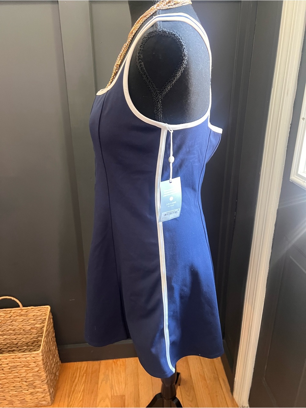 NWT Zella Serene Contrast Sport Dress Navy White Size L - Picture 6 of 10